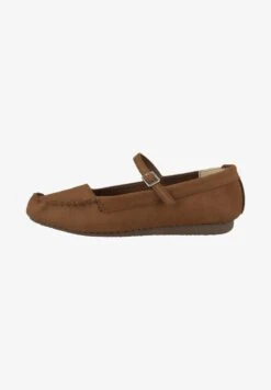Clarks FRECKLE BAR DAMEN - Riemchenballerina - Dark Tan Suede