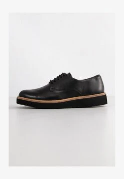 Clarks GLICKLY DERBY - Sportlicher Schnürer - Black Leather